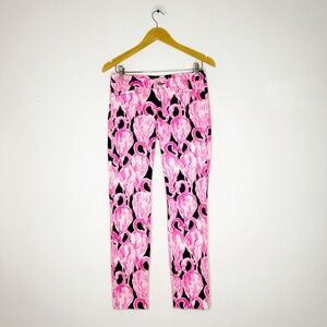 Lilly Pulitzer Kelly Ankle Skinny Pants High Tide Navy “Via Amor Flamingo Size 0